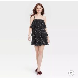 NWT Black Polka Dot Tiered Dress